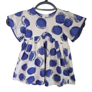 Oliver and Rain Blue Bubble Print Dress Set- Dress and‎ Cover Organic 12 Month